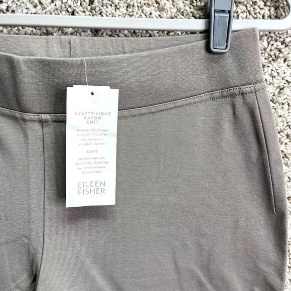 Eileen Fisher Pants Women’s Small Stone Tan Heavyweight Rayon Knit Pull On Strai - Picture 2 of 8